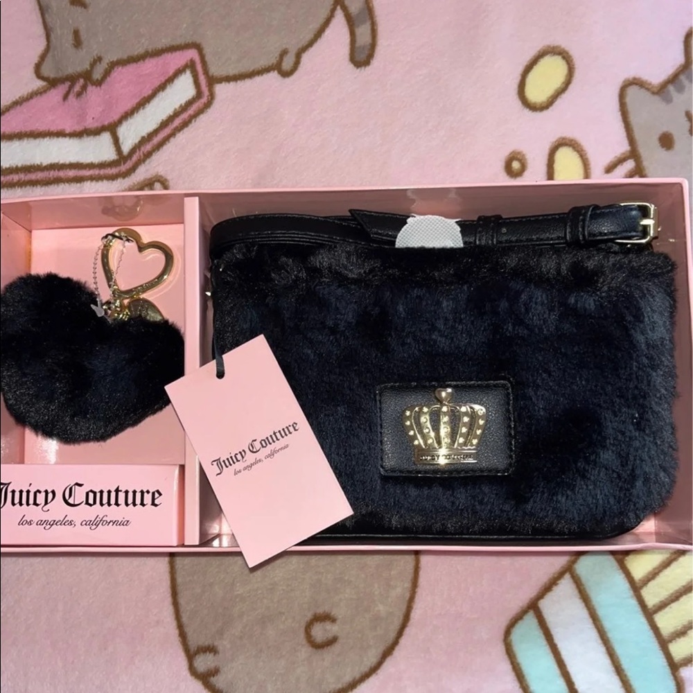 Juicy Couture black faux fur bag